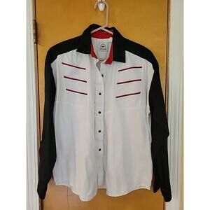 Midwest Garment Co. Red Black Shirt Long Sleeve Western Size Large Vintage